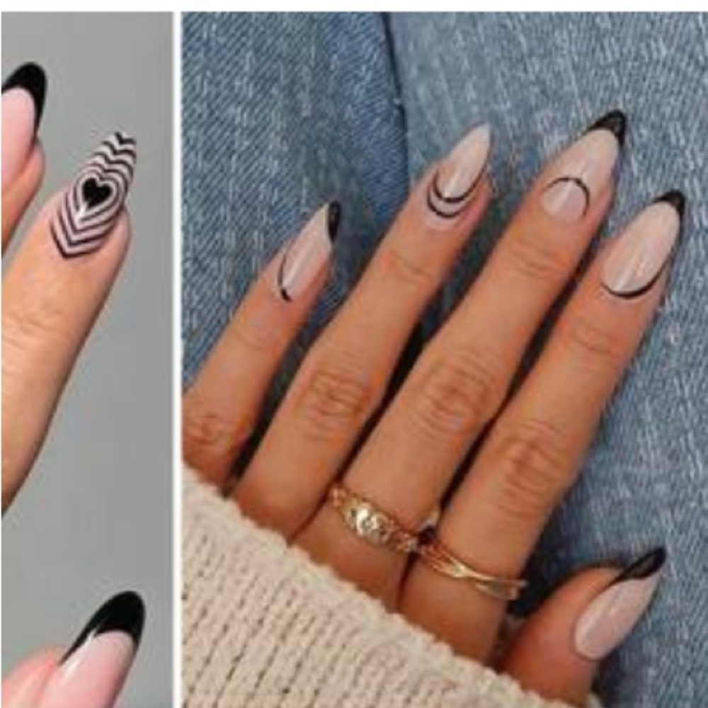 Chic Black and Nude Nail Art